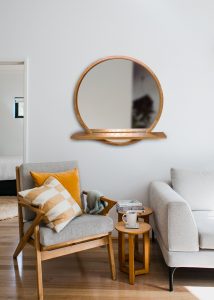 Round mirror with shelf Sunrise