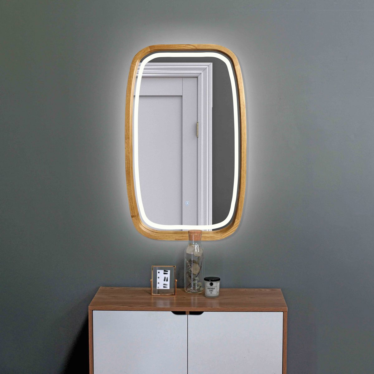 Rechteckiger Spiegel Ellipse mit LED-Beleuchtung New Art – Bild 1