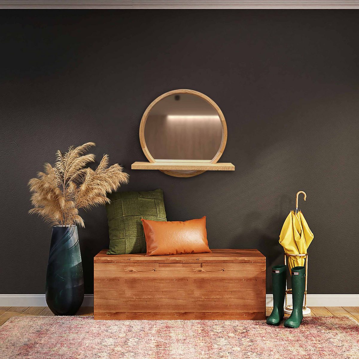 Round mirror with shelf Sunrise - Image 10