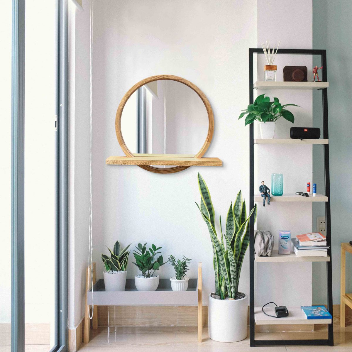 Round mirror with shelf Sunrise - Image 9