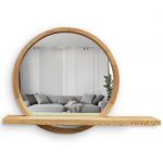 Round mirror with asymmetrical shelf Sunset