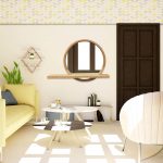 Round mirror with asymmetrical shelf Sunset - Image 4