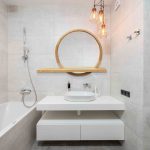 Round mirror with asymmetrical shelf Sunset - Image 2