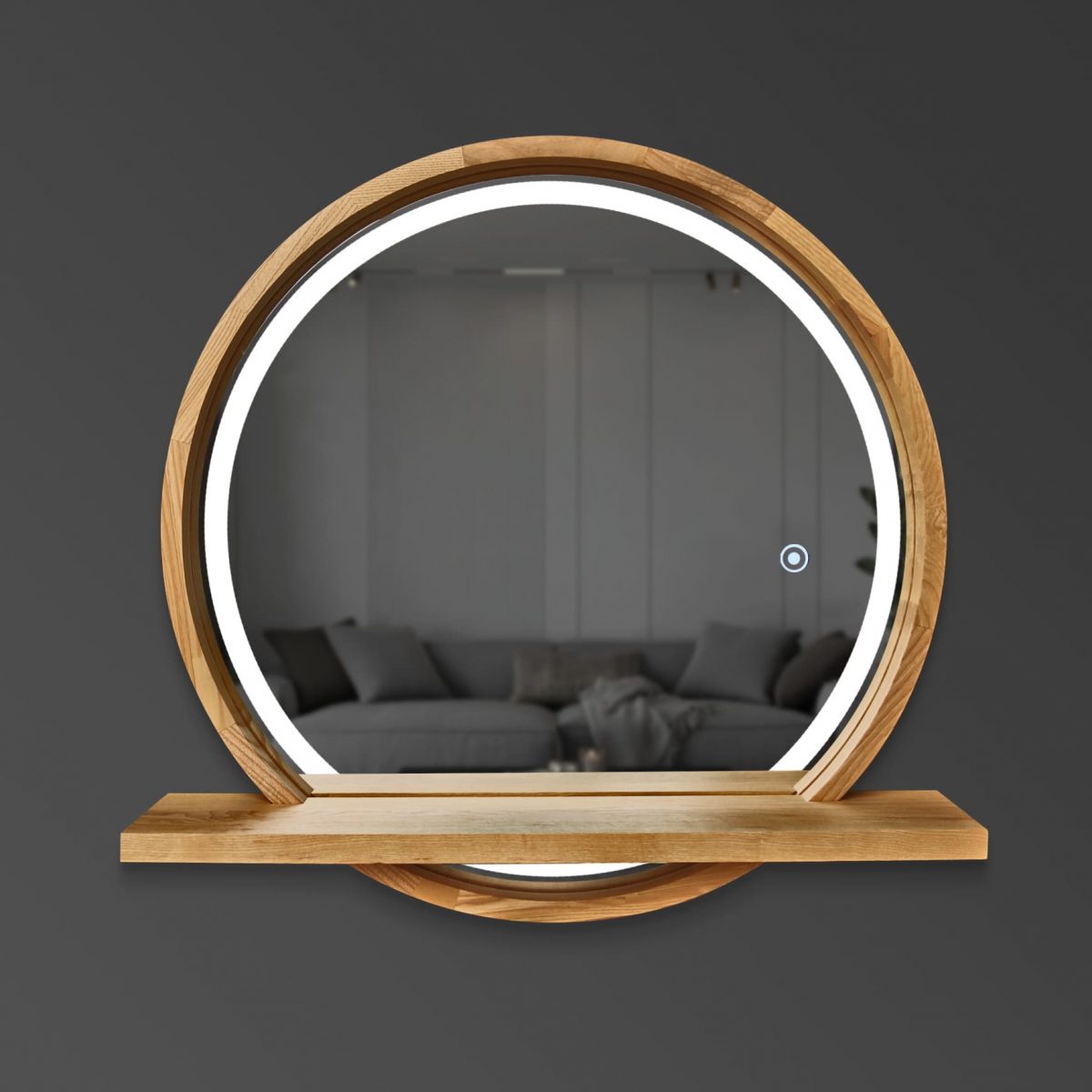 LED Round mirror with shelf Sunrise - Image 2