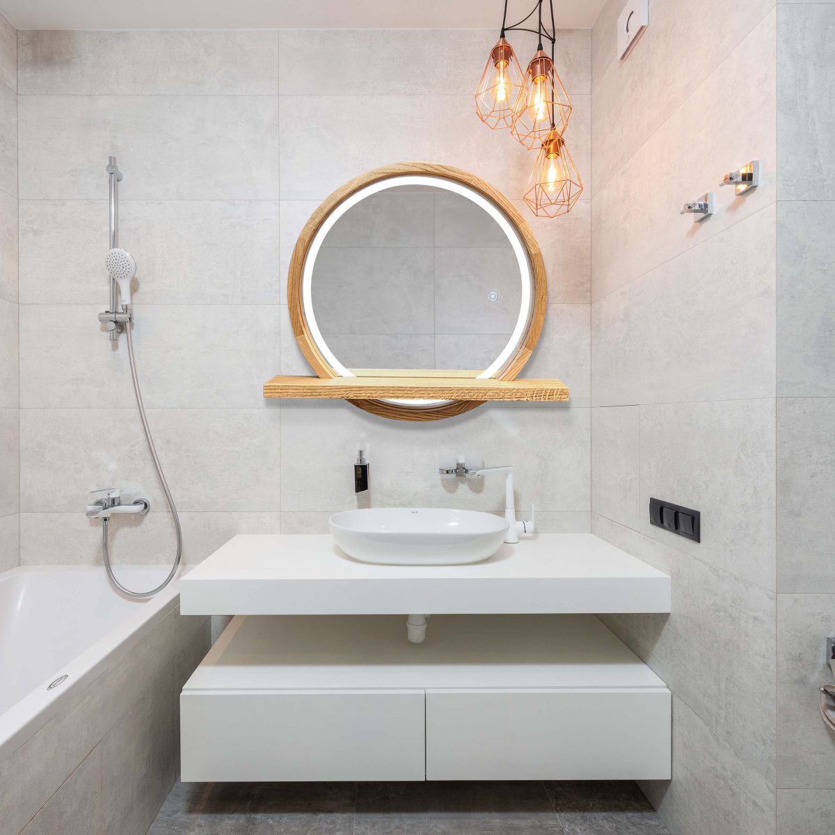 LED Round mirror with shelf Sunrise - Image 5