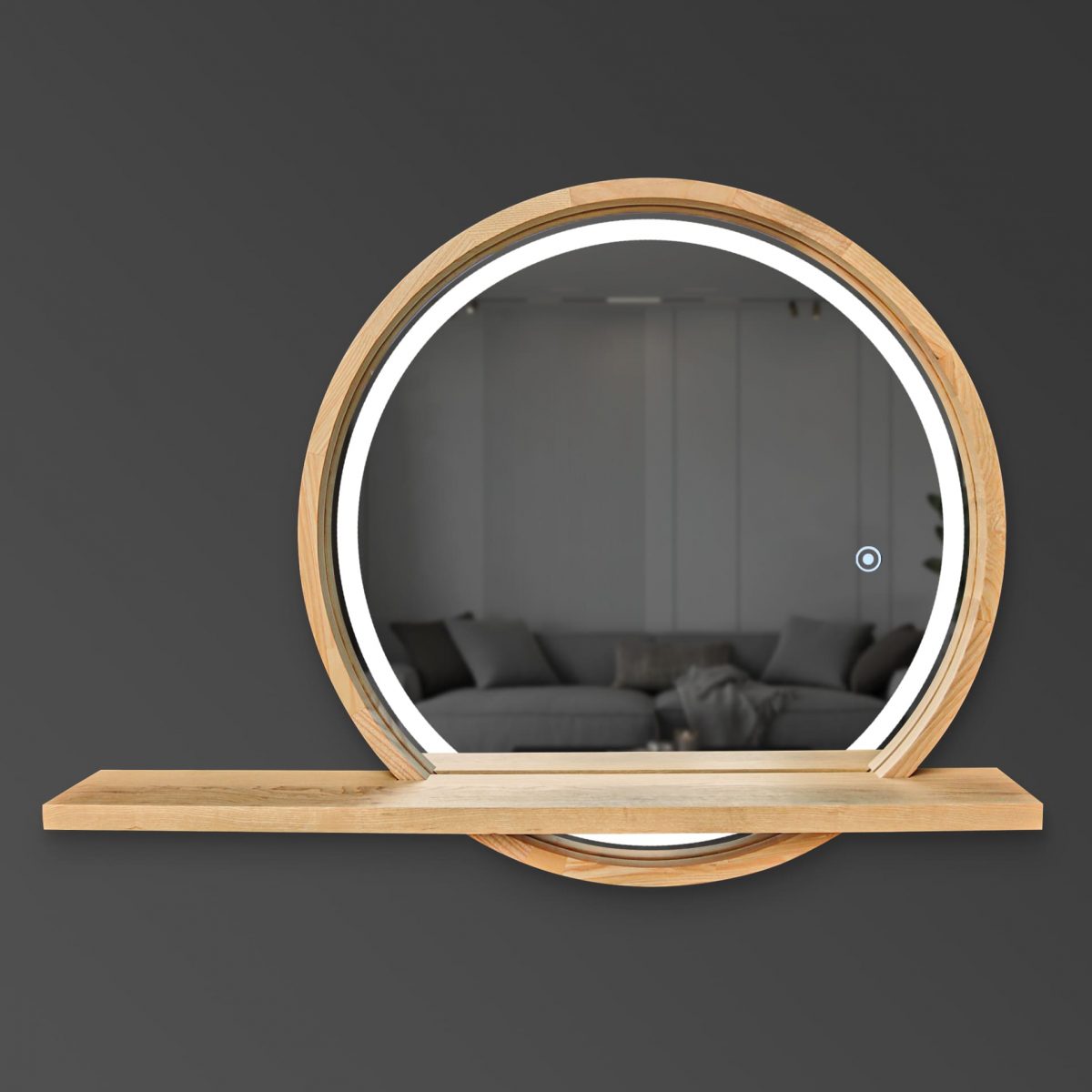 LED Runder Spiegel mit asymmetrischer Ablage Sunset – Bild 4